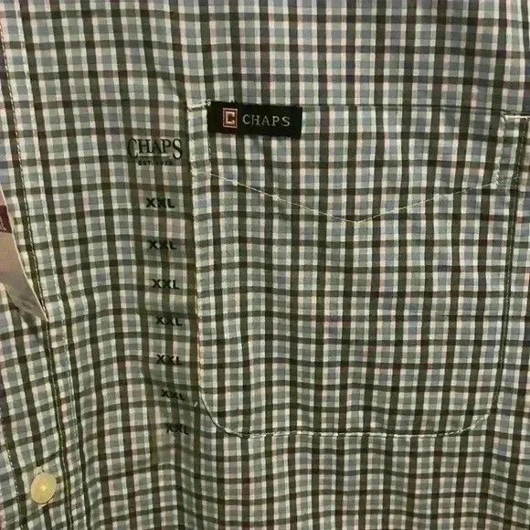 Chaps Plaid XXL Men’s Button Down Short Sleeve Shirt Light blue NWT - Picture 2 of 9
